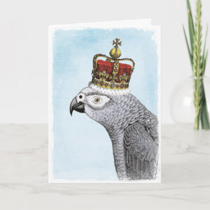 Grey Parrot with Royal Crown Card