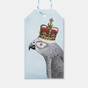 Grey Parrot with Royal Crown Gift Tags