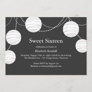 Grey Party Lantern Sweet 16 Invitation