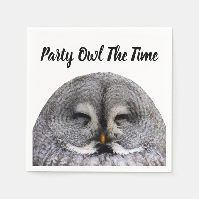 Grey Party Owl Napkin (Front)