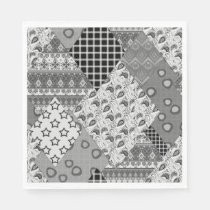 Grey Patchwork Patchwork Pattern Napkin