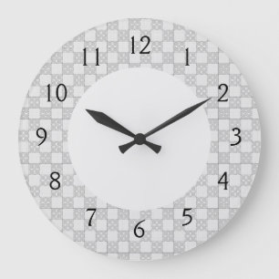 Grey Patchwork Pattern Large Clock