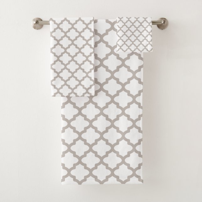 Grey Pattern Bath Towels Set Gift (Insitu)