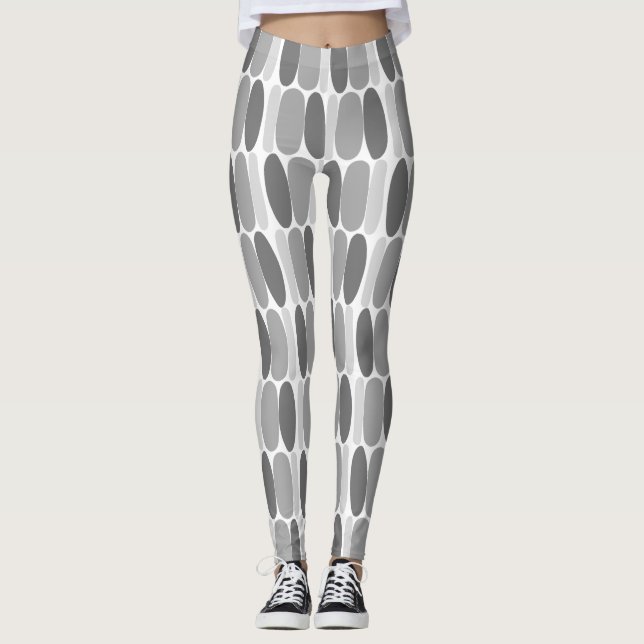 Grey Pattern Colourful Shapes Leggings (Front)
