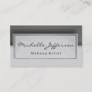 Grey Pattern Makeup Artist Script Business Card