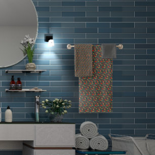 Grey Pattern mini wildflower Bath Towel Set