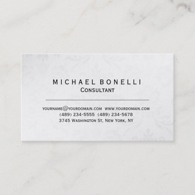 Grey Pattern Minimal Consultant Business Card (Front)