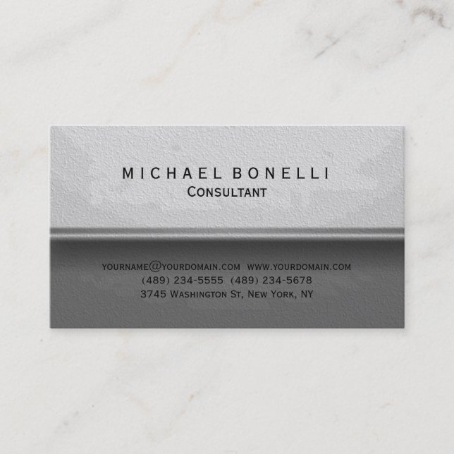 Grey Pattern Minimal Consultant Business Card (Front)