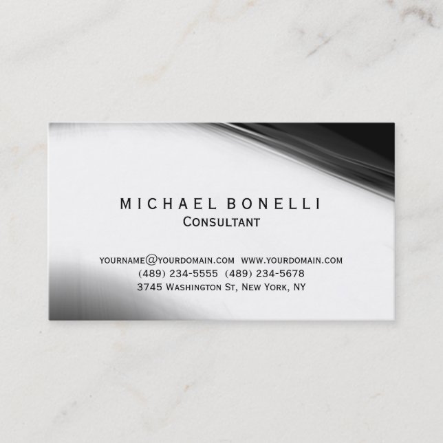 Grey Pattern Minimal Consultant Business Card (Front)