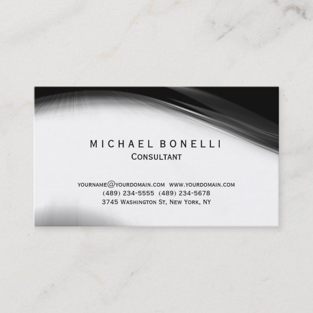 Grey Pattern Minimal Consultant Business Card (Front)