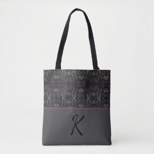 Grey Pattern Personalized Tote Bag