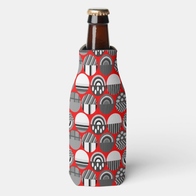 Grey Patterned Ovals  Bottle Cooler (Bottle Front)
