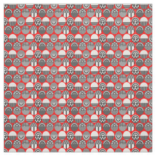 Grey Patterned Ovals  Fabric
