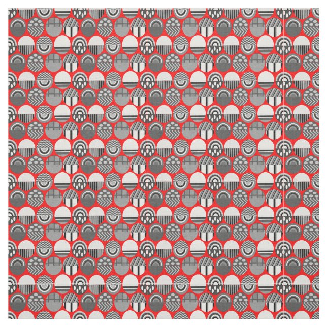 Grey Patterned Ovals  Fabric (Swatch)