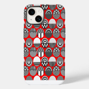 Grey Patterned Ovals iPhone 14 Case