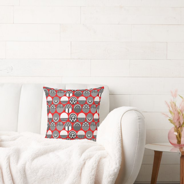 Grey Patterned Ovals  Throw Pillow (Couch)