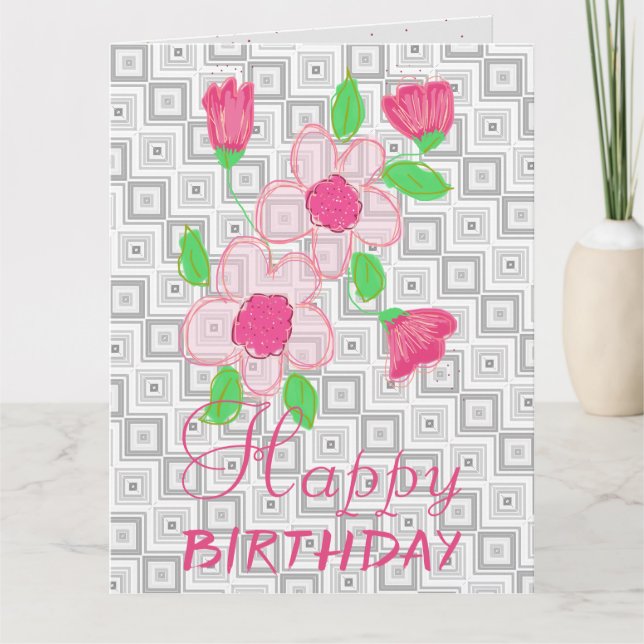 Grey Patterned Stylish Thank You Card (Front)