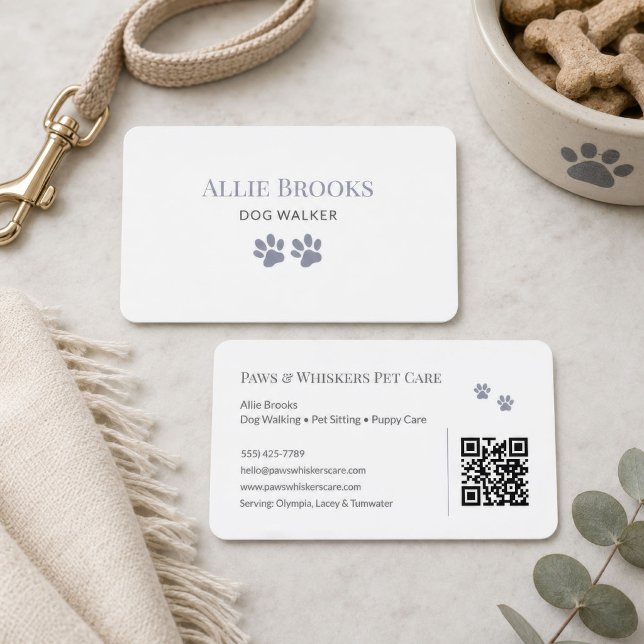 Grey Paw Dog Walker Business Card (Gray Paw Dog Walker Business Card
)