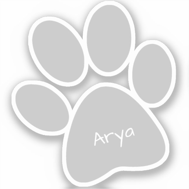 Grey Paw Print Design Contour Sticker (Front)