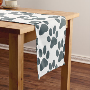 Grey Paw Print Short Table Runner