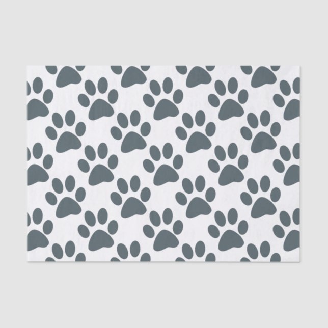 Grey Paw Print Tissue Paper (Front)