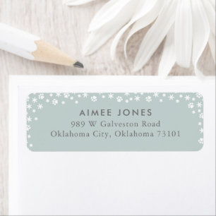 Grey Paw Prints and Snowflakes Return Address