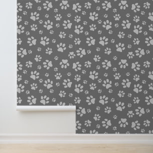 Grey Paw Prints Design Wallpaper