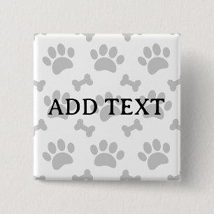 Grey Paws And Bones Pattern 2 Inch Square Button