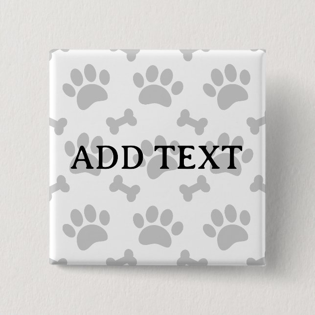 Grey Paws And Bones Pattern 2 Inch Square Button (Front)