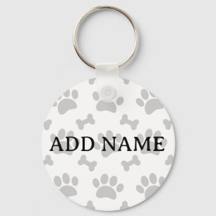 Grey Paws And Bones Pattern Keychain