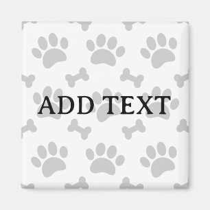 Grey Paws And Bones Pattern Magnet