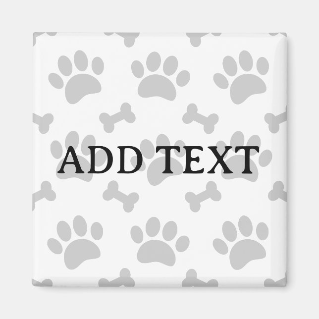 Grey Paws And Bones Pattern Magnet (Front)