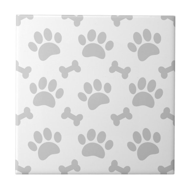 Grey Paws And Bones Pattern Pet Tile (Front)
