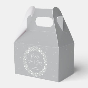 Grey Peace Love+Joy Christmas Sparkling Lights Favor Box