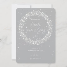 Grey Peace Love+Joy Sparkling Lights Christmas