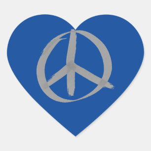 Grey Peace Sign Heart Sticker