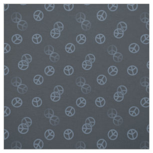 Grey Peace Sign Pattern Fabric