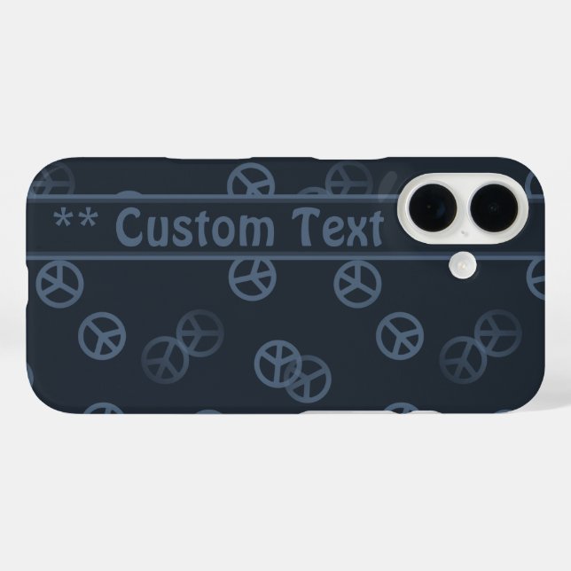 Grey Peace Sign Pattern w/ Custom Text Case-Mate iPhone Case (Back (Horizontal))