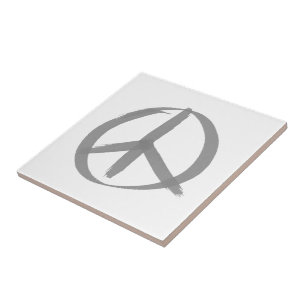 Grey Peace Sign Tile