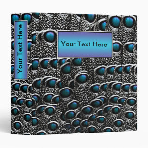 Grey Peacock Feathers Blue Nameplate Binder