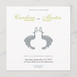 Grey Peacocks II Wedding Invite