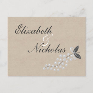 Grey Pearls Parchment Save the Date Postcard