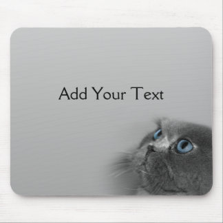 Grey Persian Cat with Blue Eyes on Grey Mouse Pad