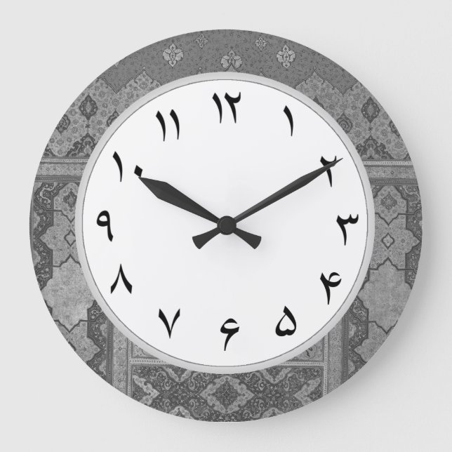 Grey Persian Numbers Farsi Clock Numerals (Front)