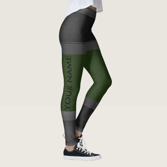 Grey Personalize Leggings Dark Green Custom Colour (Right)