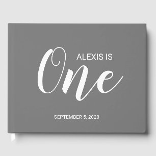 Grey Personalized First Birthday Guestbook