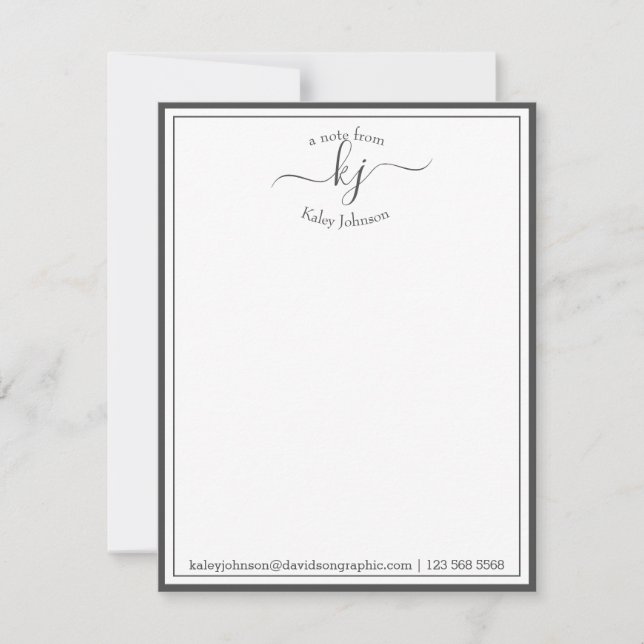 Grey Personalized | From The Desk Of Note Card (Front)
