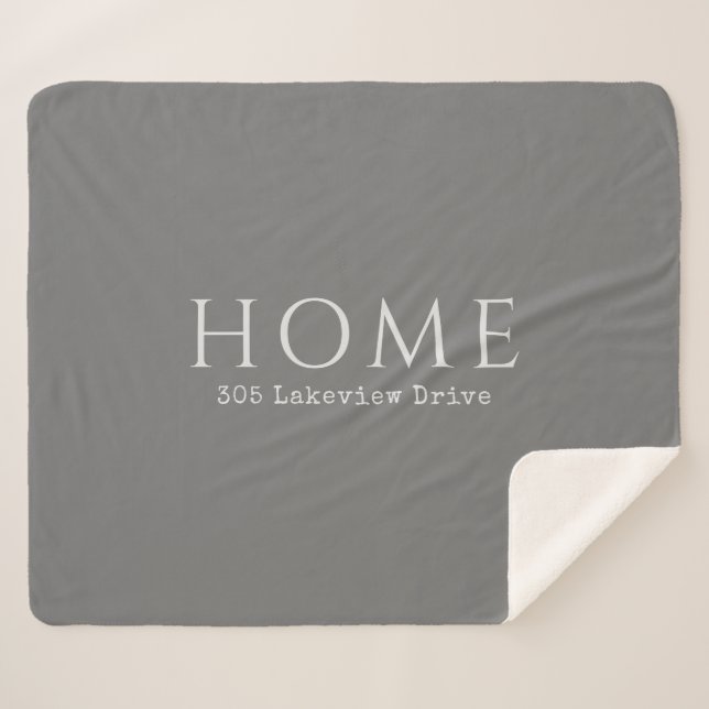 Grey Personalized Home Typography with Address Sherpa Blanket (Front (Horizontal))