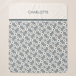 Grey Personalized Modern Retro Floral Pattern Sherpa Blanket