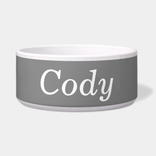 Grey personalized pet bowl